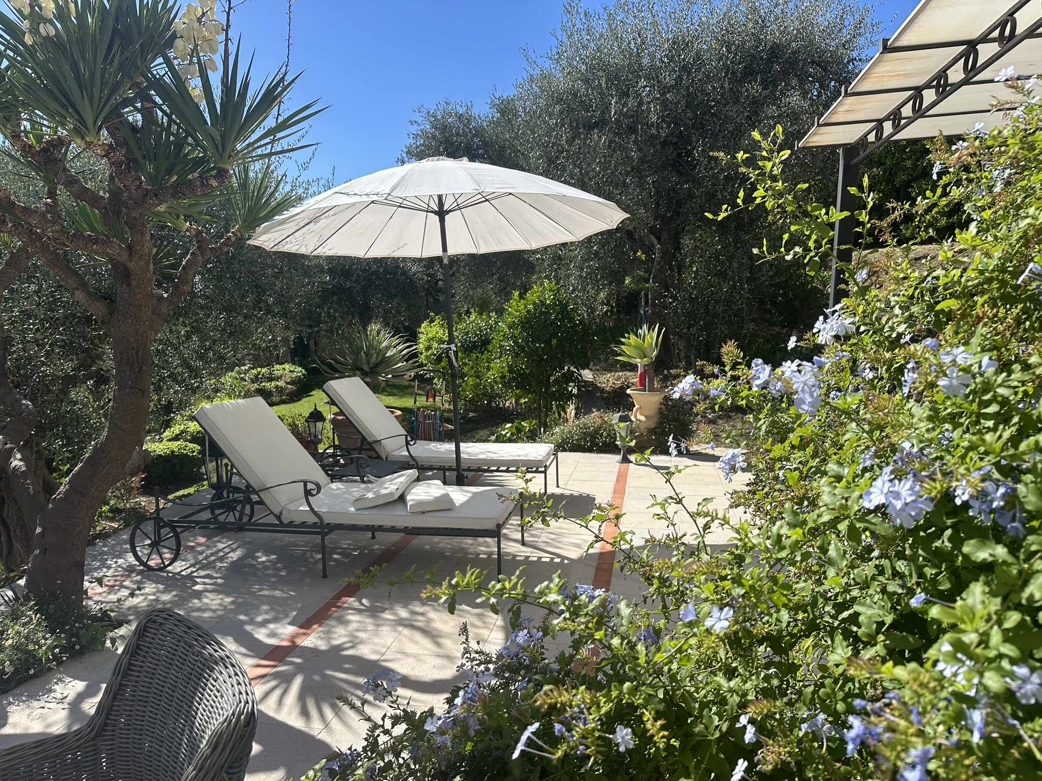 Sonnenliegen am Pool der Villa an der Côte d’Azur